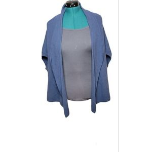 LAMBERTO LOSANI 100% Cashmere Sleeveless Cardigan Cape Sweater‎ Blue
